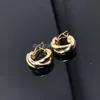 كارتر Cardy Tri Tri Color Tri Ring Earrings Earstuds Earstuds Earls مطلية مع GOLD GOLD GOLD GOLL