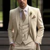 Бежевый деловой костюм, мужские смокинги, жених, жених, выпускной, свадьба, формальный комплект из 3 предметов, куртка, жилет, брюки 240108