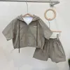 Clothing Sets Summer Children's Baby Boy Suit Short-sleeved Fake Two-piece Hoodie Shorts 2 Pcs Set 2-9Y Kids Clothes Korean