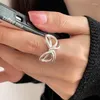 Cluster Ringen BF CLUB 925 Sterling Voor Vrouwen Mode Geometrische Handgemaakte Onregelmatige Eenvoudige Boog Holle Ring Party Kerstcadeau