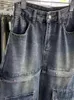 Faldas Retro moda versátil diseño de bolsillo delgado Denim para mujeres otoño cintura alta chicas picantes casual A-line falda larga