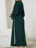 Abbigliamento etnico Eid Donne musulmane Abaya Ramadan Dubai Perle Splendido abito da festa Cardigan Cintura con perline Arabo Caftano Islam Abito lungo Abaya