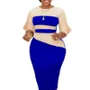 Summer African Dresses for Women Elegant Half Sleeve Oneck Polyester Black Blue Red Kneeldength Dress Clothes 240109