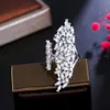 Pierścienie klastra Trzygazowe lśniących sześciennych cyrkonu srebrny kolor regulowany ślub ślubny pierścionek zaręczynowy dla kobiet biżuteria mody R229 YQ240109