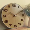 壁の時計日本風の10インチミュート木時計時計頑丈な木質を吊るすモダンホームデコレーションリビングルームの寝室