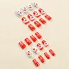 False Nails 24pcs Xmas Red Press에 중간 광장 광택 가짜 가짜 눈송이 산타 클로스 디자인 인공 acylic