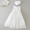 Vestidos de niña, vestido de bautizo para niñas de flores, boda, fiesta blanca, 1 año de cumpleaños, vestido de bautismo bautismal