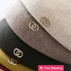 Designer Ball Caps Concave vorm B kleine geurige Wollen Baret vrouwelijke herfst en winter dubbele ring label bud hoed kleine schildershoed 9YKM