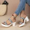 Slippers Women's Shoes On Sale 2024 High Quality Open Toe Summer Zebra Print Shallow Outdoor Platform Heel