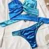 Block Farbe Zwei Stücke Set Frauen Bikini Sexy Badeanzug Weibliche Push-Up Bademode Strand Outfits Badeanzug Tailliert Tragen Damen 240109