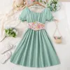 Girl Dresses Girls' Dress 2024 Foreign Trade Floral Belt 8-12 Year Old Children's Princess Skirt Net Red Fashion Wear