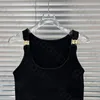 Metall Brief Schlank Leibchen Frauen Mode Zipper Quadratischen Kragen Tank Tops Klassische Sommer Dünne Strickwaren Tops