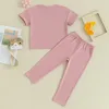 Ensembles de vêtements Mubineo Enfant Fille Summer Automne Vêtements Tenues T-shirt à manches courtes Leggings Basic Plain Legging Pantalon Enfants Outfit