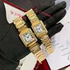 Luxury Gold Watch Tank Damesontwerper Catier Panthere kijkt Diamond Watch voor vrouw Quartz Movement mode Hoogwaardige polshorloge N7SJ# 977