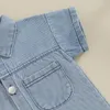 Ensembles de vêtements bébé fille mignon manches courtes revers boutonné chemise en jean et short 2 pièces tenues en denim pour tout-petits