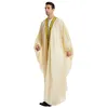 エスニック服の男性Jubba Thobe Chiffon Ramadan Long Robe Bat Sleeve Kaftan Arabic Open Abaya Dubai Eid Turkey Islamic Muslim Fashion