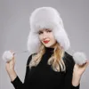 2024 100 Real Fur Hat's Russian Ushanka Trapper Snow Skiing Hat Caps Earfap Winter Raccoon Bomber 240108