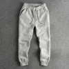 Men's Pants Natural Wash Solid Color Simple Casual Sweatpants Heavy Plus Fleece Thick Drawstring Waist Sports Corset