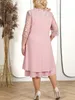 Sommerkleid in Übergröße, elegante Stickerei, Chiffon, formelle Partykleider für mollige Frauen, lockeres Damen-Kirchenkleid 240109