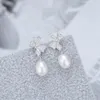 Dingle örhängen 925 Sterling Silver Drop Luxury Pearl Earring for Women Anniversary Wedding Fine Jewelry Gifts