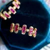 Trouwringen Franse Vintage Roze Kristal Mode-sieraden Ring Voor Vrouwen 2024 Roestvrij Staal Bruidsverloving