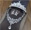 Silver Tiaras kronor för bröllopshår smycken neceklace örhänge billiga hela mode flickor kväll prom party klänningar accessori7770827