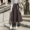 Skirts Vintage Ropa Winter Women Genuine Leather Thin A-line Pleated Skirts Femme Wine Red/black 65cm Long Jupe Mujer Casual Etek Steet 230413