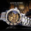 Relojes de pulsera Reloj mecánico para hombres Moda transparente Diamante Luminoso Puntero Diseño real Banda de acero de lujo Reloj Hombre