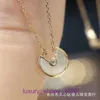 Fashion Car tires's designer necklace heart Full body genuine gold real diamond white Fritillaria red agate collarbone female small With Original Box