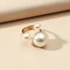 Cluster Rings Trendy Design Imitation Pearl Irregular Women Creative Personality Punk Exaggerated Open Adjustable Finger Ring Wholesale