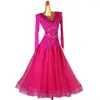 Stage Wear Ballroom Dress Standard Dancer's Modern Dance Performance National Party Foxtrot Rose Red