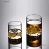 Wijnglazen Grote 3D Bergen Japanse Whiskyglazen Ouderwetse Whisky Rotsglas Whiskyglas Houten Geschenkdoos Wodka Tumbler Wijnbeker YQ240105