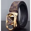 Ceinture de marque internationale à boucle automatique, nouvelle collection haut de gamme pour hommes, en cuir de vache véritable, à carreaux, d'âge moyen et jeune, 608 628