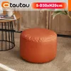 OTAUTAU Taburete otomano pequeño y redondo de piel sintética, puf, puf, reposapiés, puf relleno, reposapiés, suelo, asiento esquinero, Puff JD004 240109