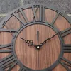 Horloges murales Horloge Chic Suspendu Rustique Vintage Shabby Salle d'artisanat en bois 3D Salon Romain Rétro Numéro Décor