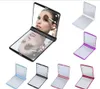 Makeup Mirrors Mini Portable Folding Compact Hand Cosmetic Make Up Pocket Mirror med 8 LED Light for Women Girls5493943