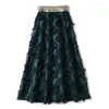 Skirts 2024 Womens Special Design Long Skirt WF0083 Dark Green Golden Brown Stars Pattern Women