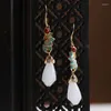 Dangle Earrings Charm Antique Gold Craft Cloisonne Rchids Flower Natural An Jade Earings For Women Vintage Chinese Eardrop Various Of