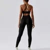 Calças femininas de duas peças 2024 Tracksuit Mulheres Sem Mangas Crop Top Sutiã e Leggings Yoga Sports Set Gym Fitness Seamless