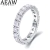 AEAW Solid 14k White Gold Round Lab Grown Diamond CVD HPHT Enternity Full Diamond Band 2,5mm 1,5CTW DF Color for Women 240108