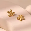Brincos de argola banhados a cobre 18K ouro formato de flor europeu e americano feminino design de moda simples joias de alta qualidade