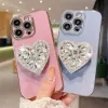 Caseist Luxury Electropated Phone Case With Heart Diamond Holder Glitter 3D Rhinestone Stand Women Gift glittrande TPU -omslag för iPhone 15 14 13 12 11 Pro Max XS 8 7 Plus