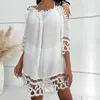 Women's Swimwear Fabulous Women Beach Cover Up Backless Sunscreen Small Plush Balls Soft Pullover Bathing