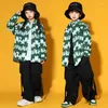 Stage Wear Boys Hip Hop Green Printed Shirt Joggers Girls Letters Blouse Street Dance Loose Pants Kids Streetwear Children Jazz Clothes