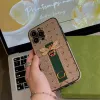 Luxury Designers Phone Cases for iPhone 15 15pro 15 promax 14 13 12 11 Pro Max Leather Cell Phone case back shell Cover With Red Green Woven Tape G24198PE