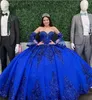 Dresses Sparkly Royal Blue Ball Gown Quinceanera Dresses 2023 Sequins Applique Sweet 16 Dress Birthday Party Vestidos De 15 Anos