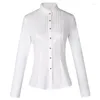 Women's Blouses NAVIU Professional White Shirt For Women Long Sleeve Spring Fashion Temperament Stand Collar Formal Office Lady Work Top