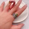 Klusterringar lösa pärlor s925 ring topas/granat/amethysopaz/peridot/rubin vintage stil grossist för diy smycken en storlek