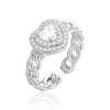 Cluster anneaux or plaqué romantique sweet coeur cz pour les femmes élégantes zircon cubique ouverte ajustement anneau de fiche de fiançailles