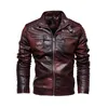 Jaqueta de couro masculina de lã de inverno motocicleta jaqueta de couro falso gola de pele removível corta-vento ropa de hombre casaco fino 240108